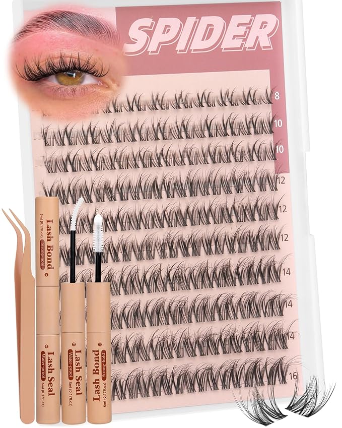 Spider Lash Clusters Kit Breeze Wispy Eyelash Clusters Natural Fluffy Lash Extension Kit D Curly Eyelash Extension Kit Light Cluster Eyelash Extensions DIY Individual Lashes Clusters by TNFVLONEINS