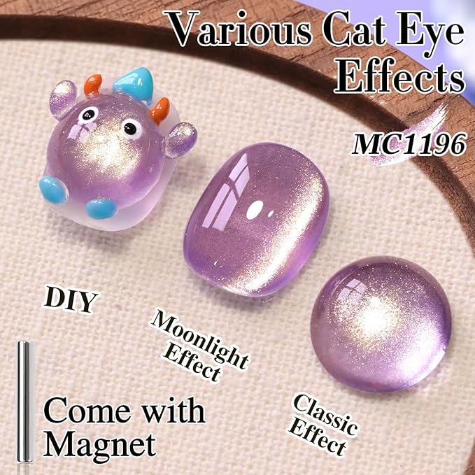 Double Rhythm 15ML Jelly Glass Cat Eye Gel Polish with Magnet Holographic Glitter Shimmer Translucent Sheer Color Salon Soak Off Magnetic Nail at Home (Lavender Purple-MC1196)