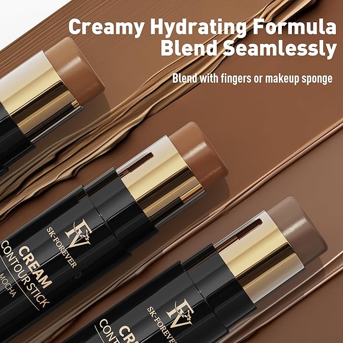 FV Cool Toned Contour Stick, Creamy & Blendable Formula, Highly Pigmented, Long-Lasting for a Natural, Waterproof Finish, Face Sculpting Makeup for Fair/Light Skin, Beginner Friendly, 01 Amber