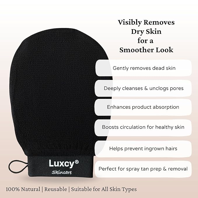 Premium Korean Exfoliating Mitt & Body Scrubber Glove, Viscose Fiber Dead Skin Remover for Smooth, Radiant Skin, Shower Skincare, Keratosis Pilaris Treatment & Self-Tan Prep (1 Pack)