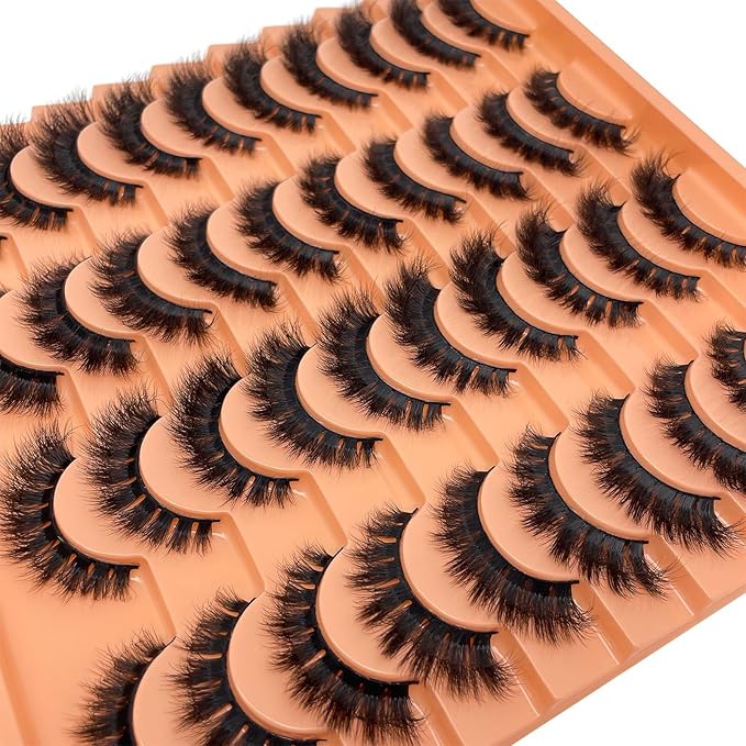 Fluffy Lashes Mink 3D Cat Eye Dramatic Thick Volume EyeLashes Wispy 16mm Full Lash Strips Faux Mink Eye Lashes C Curl Short Cat Eyelahses Pack YH302