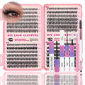 Lash Clusters Kit, 560 Pcs Eyelashes Clusters Kit 9-16mm Individual Lash Extension Kit D Curl Fluffy Wispy False Eyelashes (30D+40D+50D+60D, Lash Clusters Kit)