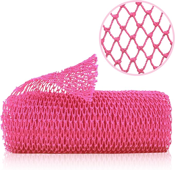 ZOCY African Net Sponge, Authentic Exfoliating Body Scrubber for Bath and Shower, Multiple Textures with Gentle Deep Exfoliating and Rich Lather for All Skins (Pink)