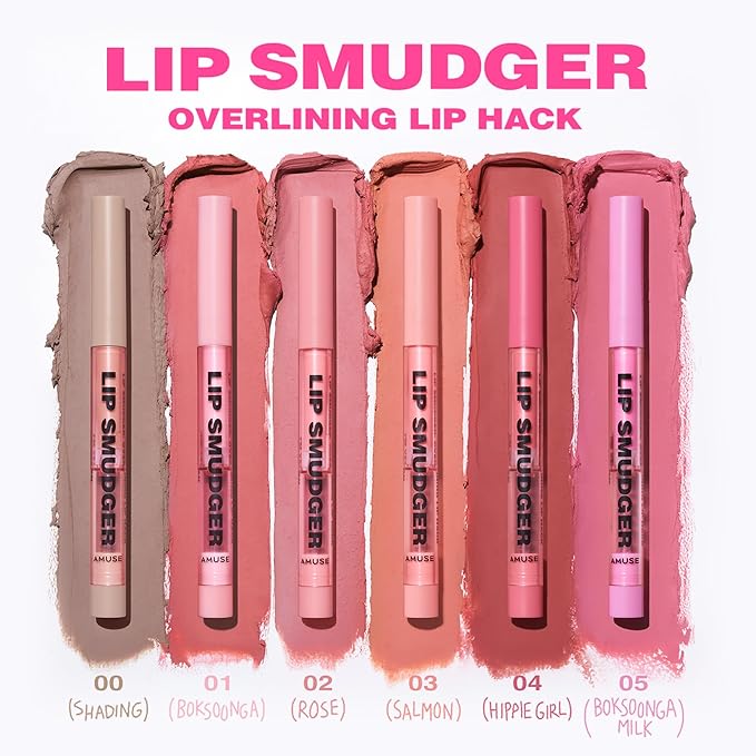 Amuse SEOUL Lip Smudger (03 SALMON) - Nude Salmon Beige, Lip Liner Pencill, Creamy Lip Crayon, Smooth Velvet Texture, Multi-Use Lipliner, Overlip Line Color, Vegan, Korean Beauty