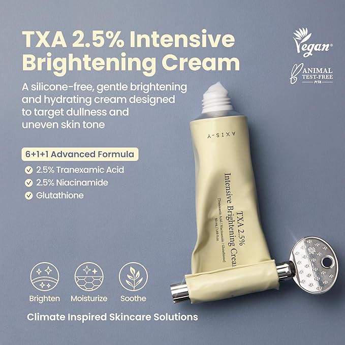 AXIS-Y TXA 2.5% Intensive Brightening Cream – Tranexamic Acid Moisturizer with Niacinamide & Glutathione for Dark Spots & Uneven Skin Tone (1.69 fl. oz.)