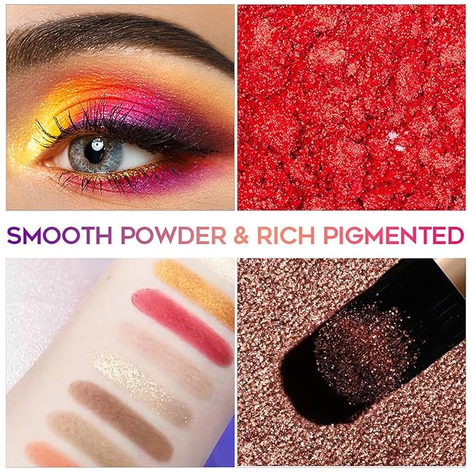 40 Colors Rainbow Makeup Eyeshadow Palette - Professional High Pigmented Matte Glitter Colorful Pallet, Waterproof Long Lasting Eye Shadow Powder