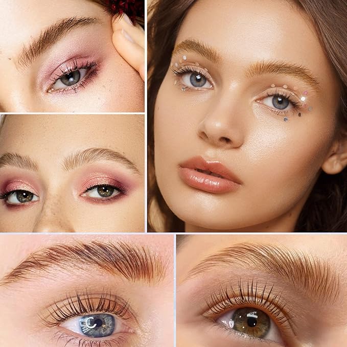 PERMANIA Brow Lamination with Brown Color Kit, Lash Lift & Eyebrow 4 IN 1 Brown Coloring Make Eyelash Perm Voluminous and Curl for Salon & Home Lasts up to 6 Weeks (Brown)
