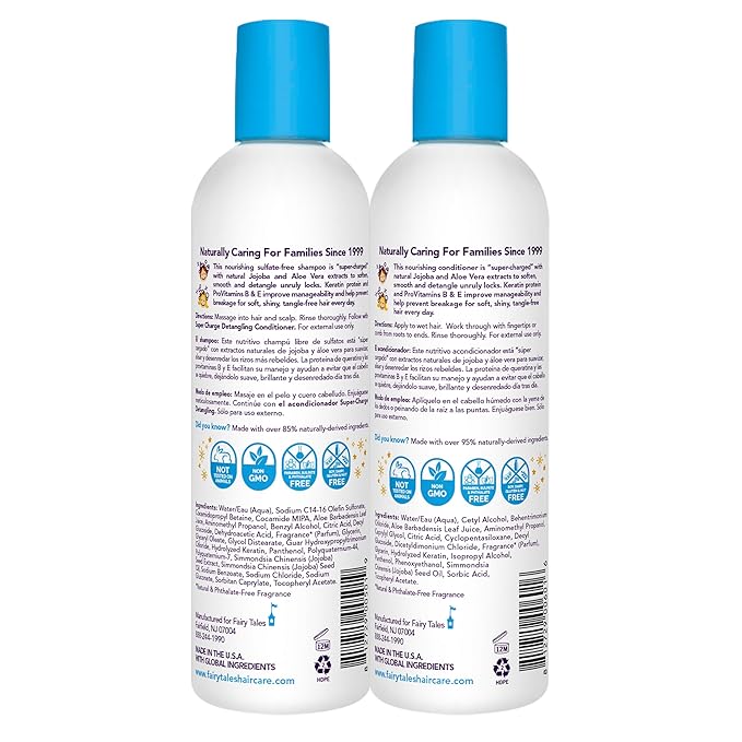 Fairy Tales Tangle Tamer Detangling Shampoo and Conditioner for Kids - Ultra Moisturizing and Anti Frizz Protection - Paraben Free, Sulfate Free - 12 Oz (4 pack)