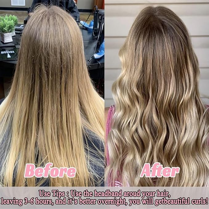 Heatless Curling Rod Headband For Long Hair Overnight Curlers to Sleep In 61" Hair Rollers Soft Cotton Velour Hair Rollers For Women Girls-Pink