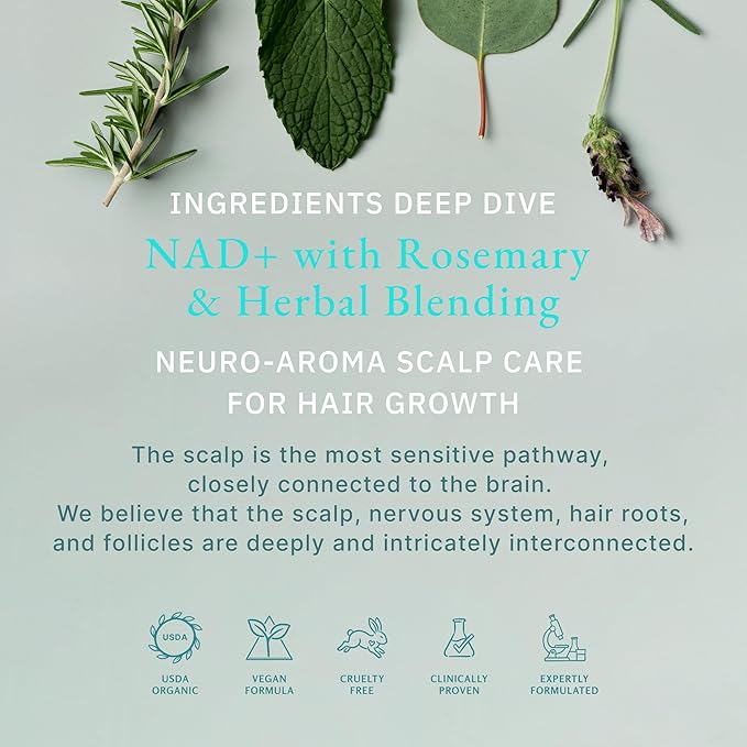 NAD+ Scalp Serum, Lightweight Nano Mist for Hair Growth & Scalp Care, LNP Delivery Technology, Caffeine, Bakuchiol, Cooling Herbal Formula for Fuller-Looking Hair and Healthy Scalp