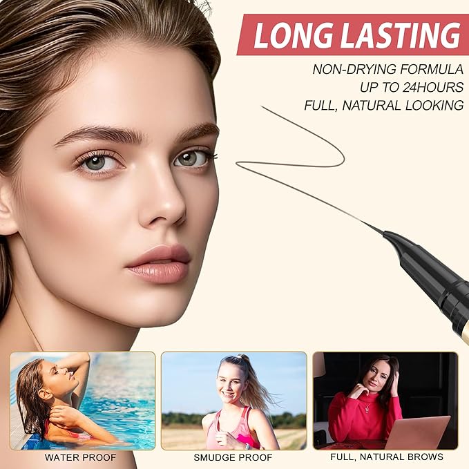LAVONE Eyebrow Pen, 2-in-1 Eyebrow Pencils for Women with 4 Tip Microblading Eyebrow Pencil and Curved Precise Brow Pencil, Waterproof Eyebrow Pencil Create Full, Natural Hair-Like Brows, Light Brown