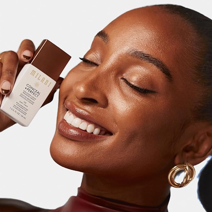 Milani Bronzer- Sun Kiss Bronzing Drops, Conceal + Perfect Liquid Bronzer for Sheer, Weightless Coverage & Hydration enriched with Peptides & Tripeptides - Dark