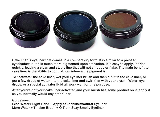 Pure Ziva Matte Cool Dark Navy Blue Cake Eyeliner & Pressed Eyeshadow, Water Activated Powder; Gluten & Cruelty Free