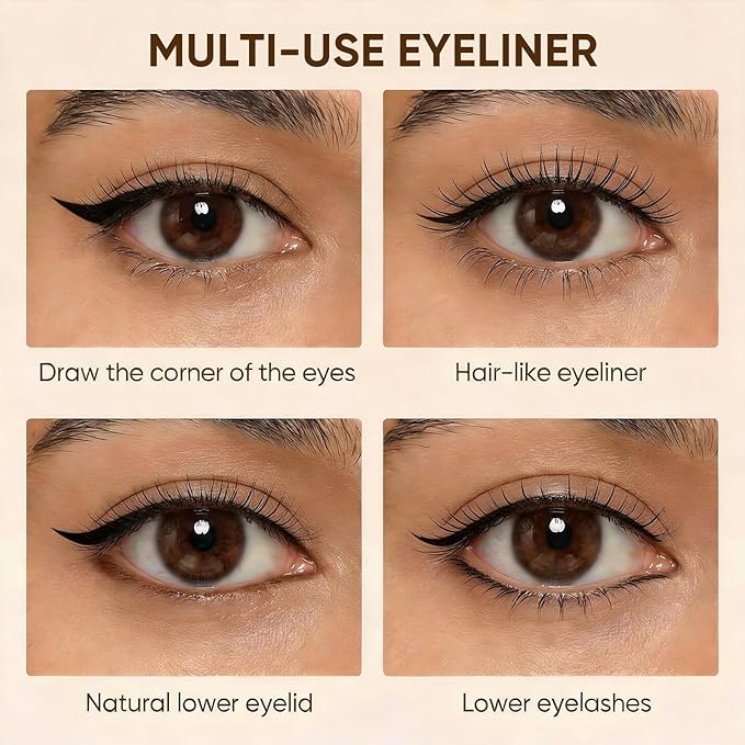 JUDYDOLL Ultra-Fine Liquid Eyeliner-Precision Tip for Wing Line, Smudge-Proof, Quick-Drying, Waterproof, Easy to Get Inner Corner Lined, Hooded Eyes-Friendly (#01 Black)