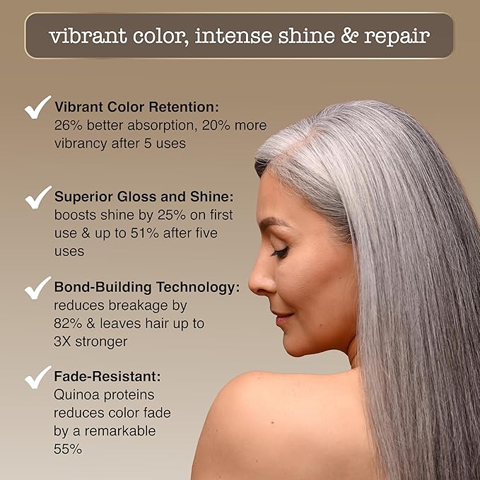 Sauce Beauty Glossy Color + Gloss + Repair, Silver, Semi Permanent Hair Dye with Bond-Building and Color-Fade Protection Technology, Adds Shine & Deep Moisture, Lasts 4-8 Weeks, Stops Fade
