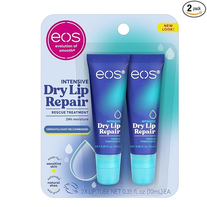 eos The Hero Lip Repair, Extra Dry Lip Treatment, 24HR Moisture, Natural Strawberry Extract, 0.35 fl oz, 2-Pack