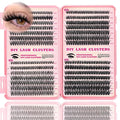 Lash Clusters Kit, 560 Pcs Eyelashes Clusters Kit 9-16mm Individual Lash Extension Kit D Curl Fluffy Wispy False Eyelashes (40D+50D+60D+80D, Lash Clusters)
