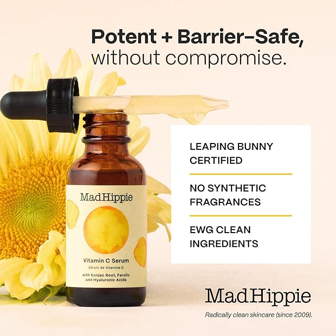 Mad Hippie Vitamin C Serum for Face – Hyaluronic Acid, Ferulic Acid & Vitamin E, Anti-Aging, Glow Up Essentials, Cruelty-Free Skin Care, 1.02 Oz