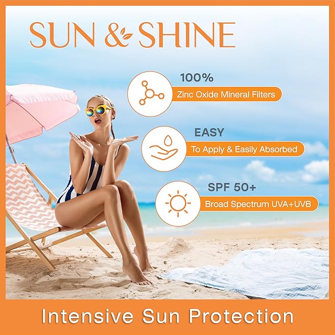 SUN&SHINE Sun & shine clear Mineral STICK sunscreen SPF 50+ Sunscreen Face Stick | Vegan, Reef safe |sensetive skin Broad Spectrum Natural Sunscreen Fragrance free, Dermatological tested