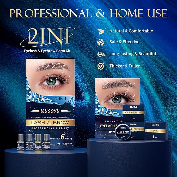 Lash Lift Kit, Eyebrow Lamination Kit, Eyelash Perm Kit, Professional Eyelash & Brow 2 in 1 Perm Kit, 2026 Eyelash Lift Kit Glue Upgraded Version Lasting Effect 6 Weeks, Suitable for Salon & Home Use