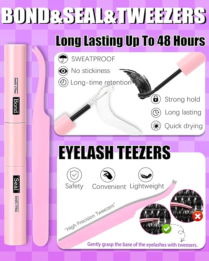YIDUO Lash Extension Kit 30D+40D+50D+60D Cluster Lashes Extension 8-16mm, Wispy Individual Lashes with Bond,and Seal, Remover & Tweezers, DIY Eyelash Extensions for Beginners pestañas postizas