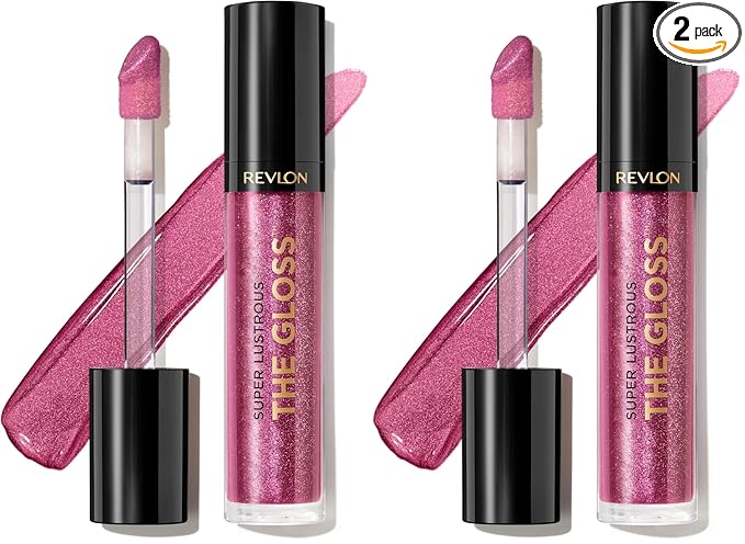REVLON Super Lustrous Lip Gloss, Non-Sticky, Hydrating, High Shine Finish, 275 Dusk Darling, 0.13 oz (Pack of 2)