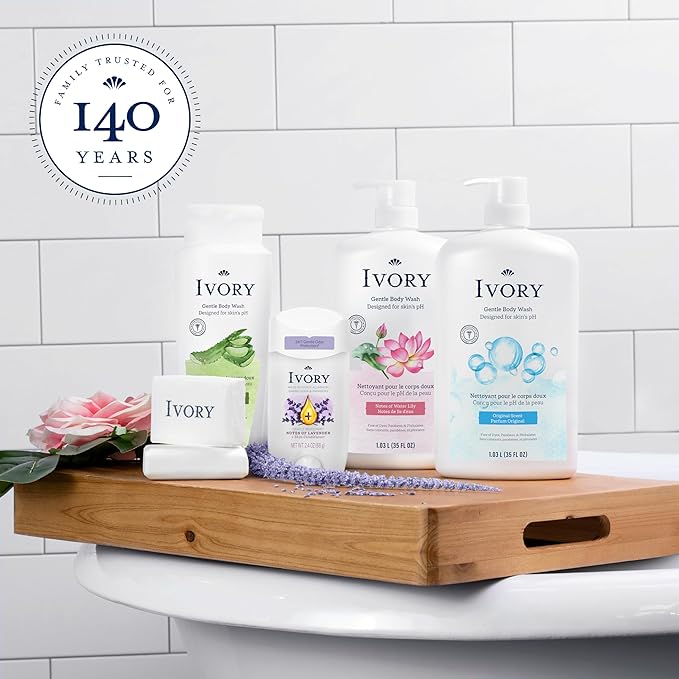 Ivory Sensitive Bar Soap, Designed for Whole Family, Fragrance Free, 99.44% Pure Formula, Plant-Based Cleanser, Made Without Heavy Perfume, Parabens, Phthalates, For All Skin Types, 3.17 oz (10 Count)