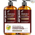 Argan Oil Shampoo and Conditioner Set - Sulfate-Free Formula with Nourishing Moroccan Oil and Keratin -for All Hair, Curly or Straight - Hydrate Repair Defy Frizz for Salon-like Results!16 Fl Oz 2 PK