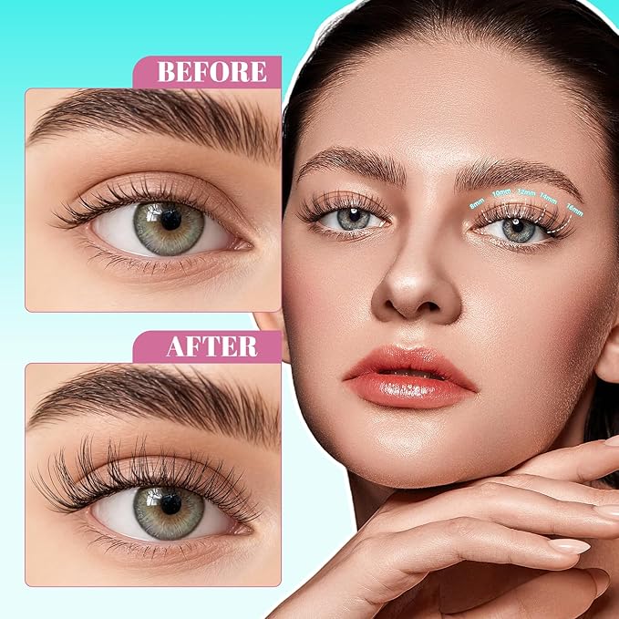 Lash Clusters Kit,160pcs Natural Eyelash Extension with Lash Bond and Seal Waterproof,Remover For Lashes Cluster,Lash Applicator Tool For False Eyelashes Extensions At Home(Lavendy,Kit)