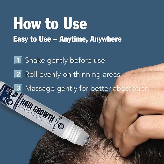 Redensyl Hair Growth Serum Roll On – 3% Rosemary, 3% Redensyl, DHT-Blocking Scalp Serum for Thicker, Fuller Hair – For Women & Men (30 ml)