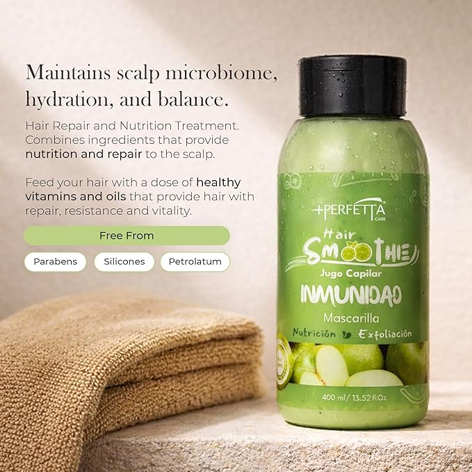 Hair Smoothies Mask - Deep Conditioning Treatment for Dry, Damaged Hair | Hydrates, Repairs & Gently Exfoliates with Natural Oils & Vitamins (Immunity)