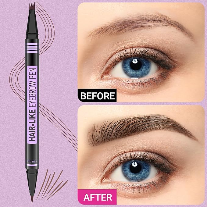 iMethod Eyebrow Pen - Eyebrow Pencil Magic 2-in-1 Eye Brow Pencils for Women with 4-Fork-Tip and Precise Brush-Tip Create Natural Hair-Like Brows, Last All Day, Microblading Eyebrow Pen, Black