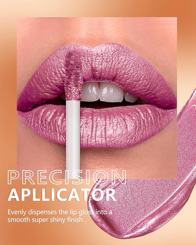 MAKI YIKA Pink Lipstick for Women Metallic Lipsticks for Mother Glitter Long Lasting Lipstick No Smudge No Transfer Liquid Lip Gloss (BR013 First Love)