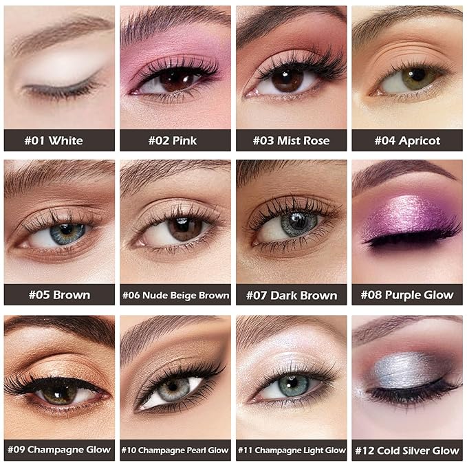 Champagne Light Glow Eyeshadow with Brush, Single Glitter Mini Eye shadow Palette, Silky Fine Subtle Shimmer for Old Women, Lightweight & Ultra-Blendable Formula for Daily Eye Glitter Makeup (#11)