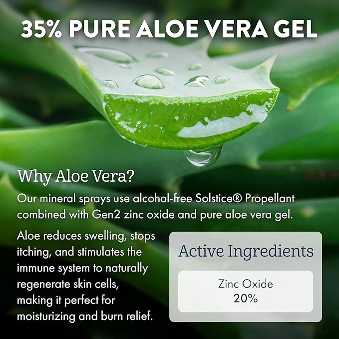 Aloe Up Kids Mineral Sunscreen SPF 50 – Broad Spectrum Protection for Face & Body – Gen2 Zinc Oxide & Aloe Vera Gel – Reef Friendly, Water Resistant 80 Minutes – Fragrance-Free – 3 Oz