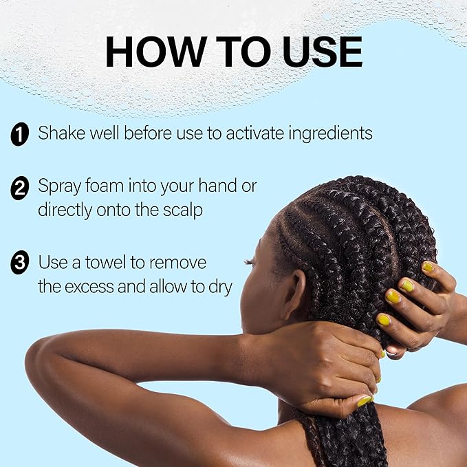Braid Formula No-Rinse Cleansing Foam - Removes Build-Up, Dirt, Oil from Braids, Twists, Locs | Refresh & Detoxify Scalp | Fast Drying | Stimulate Hair Growth | Apple Cider Vinegar + Biotin Infused