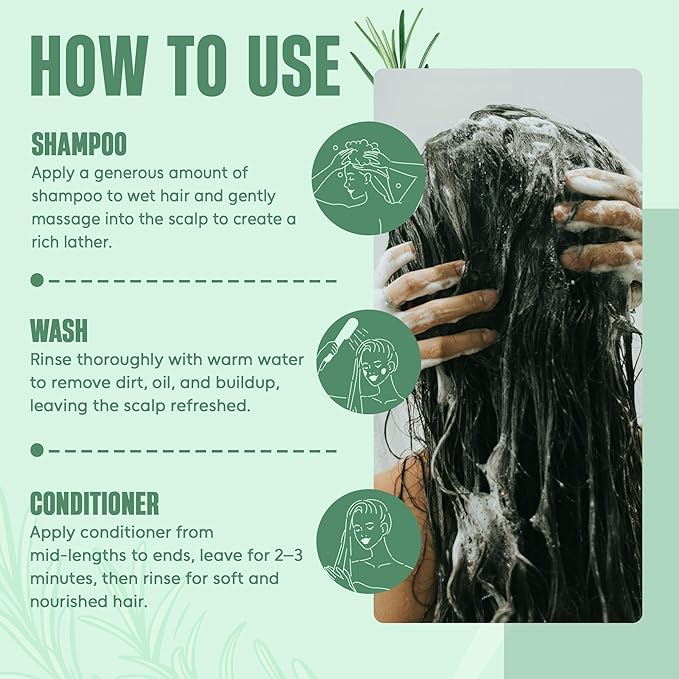 INFINA ESSENTIALS Rosemary Oil Shampoo and Conditioner Set | 16 fl oz Each | with Batana Oil & Biotin | Sulfate-Free Thickening Formula for Thinning Hair | For Men & Women | Made in USA