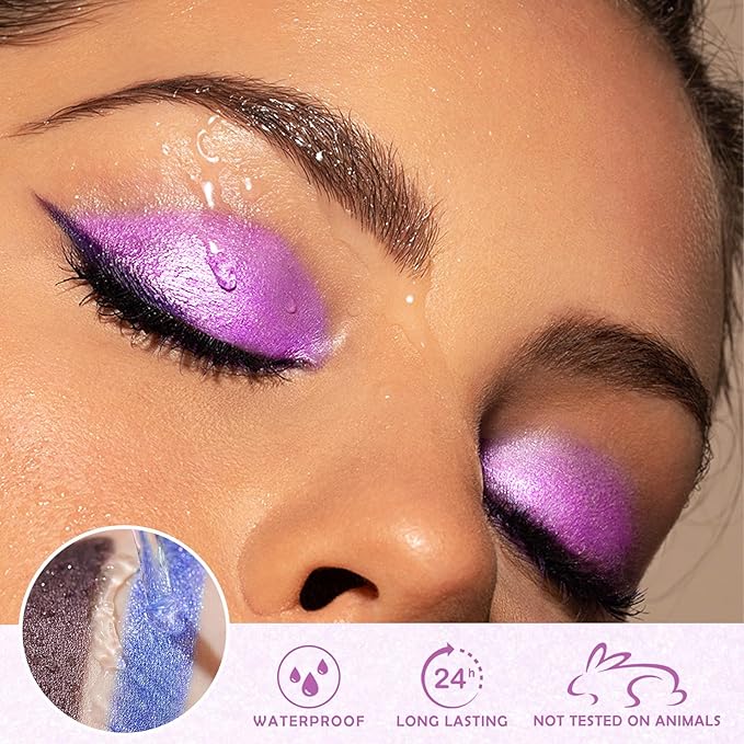 Shining Shimmer Glitter Liquid Eyeshadow Metallic Pigments Makeup Metals Gloss for Eyes Eyeliners Sparkling Eye Shadow Set Gift Shiny Pen Eyeliner Kit Long Lasting Waterproof (A110)