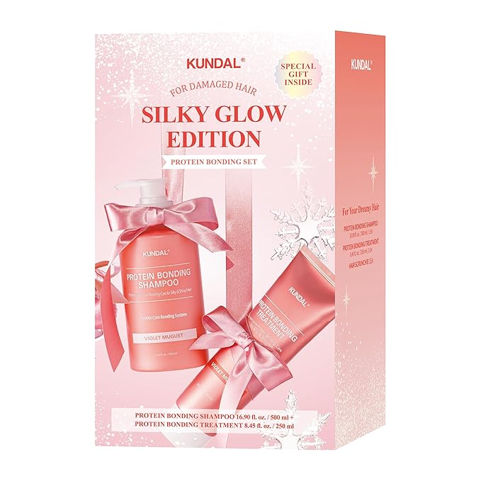 KUNDAL Protein Bonding Shampoo and Conditioner Set Korean Hair Care, Damage Repair, Frizz Control, Heat Protection, 16.9fl oz (VIOLET MUGUETN SET)
