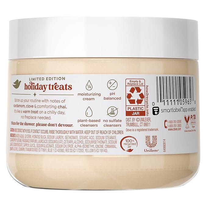 Dove Limited Edition Holiday Treats Body Scrub Spicy Chia Latte for Deep Nourishment 15 oz (Pack of 2)