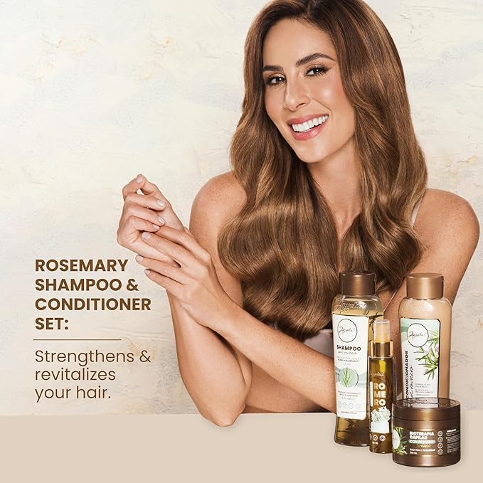 ANYELUZ Rosemary Shampoo and Conditioner Set - With Hyaluronic Acid and Natural Extracts, Strengthens and Hydrates Hair for Shine and Vitality - ¡Tu Cabello Fuerte!