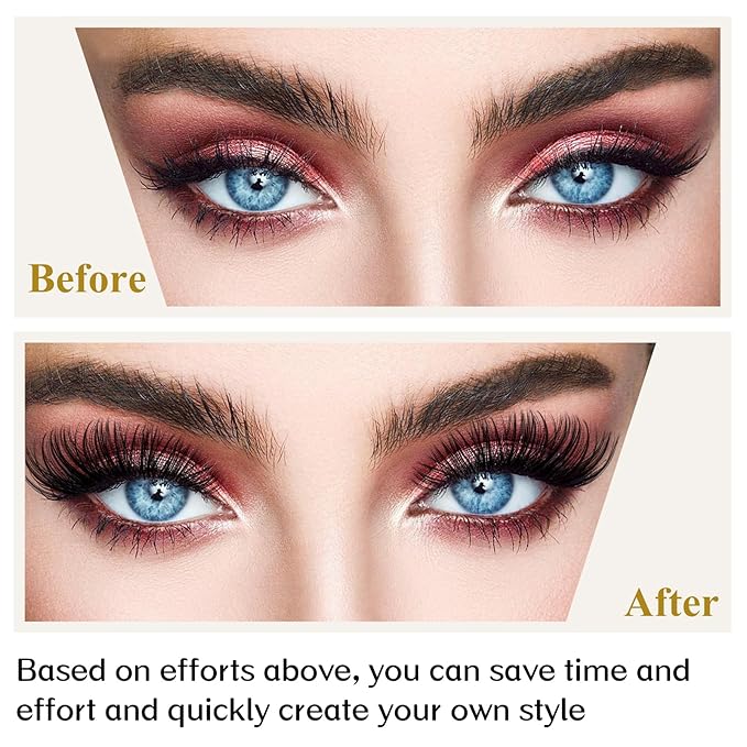Lash Clusters B10 Mixed Tray DIY Eyelash Extensions 72 Clusters Lashes B&Q Eyelash Extensions Volume Wispy Individual Lash Clusters at Home Lash Extensions (B10,D-8-16MIX)