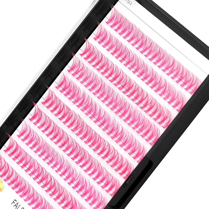 →VAYATOR False Eyelashes 3Styles D Curl 10-18mm 200Pcs To Choose Lashes Extensions Cluster Individual Lash Extensions Reusable False Eyelashes Easy Grafting （Pink-D Curl-18mm）