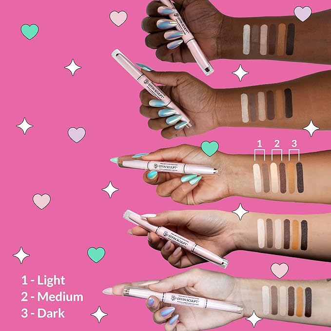 KimChiChic Beauty Effn Sculpt Dual-Ended Highlight & Contour Stick, Creamy & Blendable Formula with Mango Seed Butter, Vitamin E & Sweet Almond Oil, Cruelty-Free, Medium