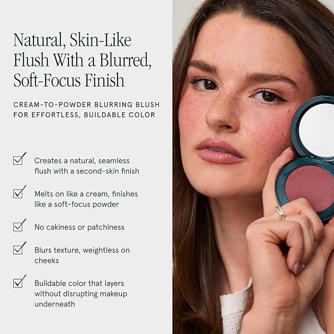 SOSHE Beauty - Blurring Pillow Blush | Featherlight, Cushiony, Cream to Powder Formula | Squalane, Cucumber Seed Extract, Ashwagandha Root | Vegan, Clean, Cruelty-Free (Rosy Rest, Dusty Pink)