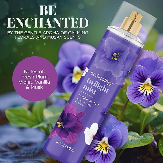 Bodycology Long-Lasting Fragrance Body Mist, Twilight Mist, 8 fl oz (Pack of 2)