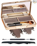 Eyebrow Powder Kit-2 Colors Eye Brow Tinting Powder Palette Long-Lasting Waterproof, Light Dark Grey Brown Brow Filler Product, Mother's Day Makeup Gift for Women Girl, with Mirror Brow Brush-Set 01