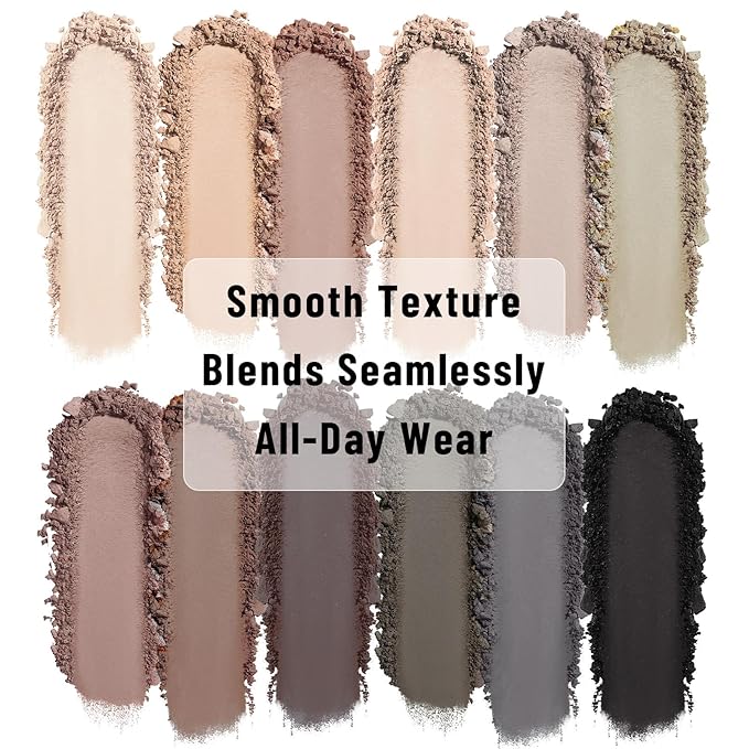 UCANBE 12 Color Eyeshadow Makeup Palette, Neutral Matte Shimmer Nude Eye Shadow Make Up Pallet with Double-ended Brush Set Kit, Highly Pigmented Long Lasting Waterproof