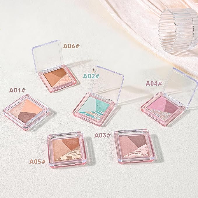 Eyeshadow Palette-Mini 3-in-1 Eye Shadow Powder Palettes Makeup-Matte&Shimmer Baked Eye Shadow for Women，paleta de sombras de ojos，Buildable Smooth Silky Waterproof for Daily Look，01Peach Brown
