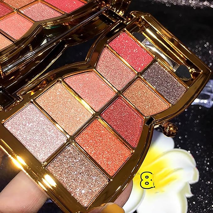 Glitter Eyeshadow Palette, 10 Colors Sparkle Shimmer & Matte Eye Shadow Highly Pigmented Waterproof Long Lasting Makeup Set (Color 8)